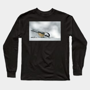 Chickadee in winter Long Sleeve T-Shirt